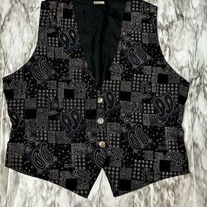 Vintage Black Blue Paisley Patchwork Print 80s 90s Bold Check Club Vibes Mall